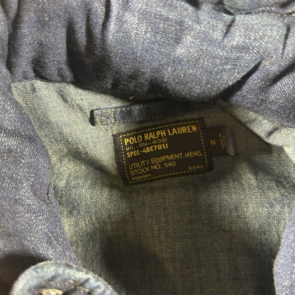 Polo Ralph Lauren Military Denim Field Jacket Hooded US RL Flag Utility Mens M - Picture 5 of 13